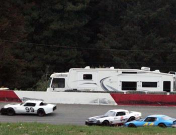 #99 Chris Naughton leads #4 Raymond Taylor, Jr. who spins thanks to contact from #44 Tyler Krupa