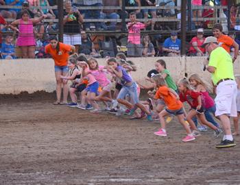 The girls (age 7 or under) foot race gets underway