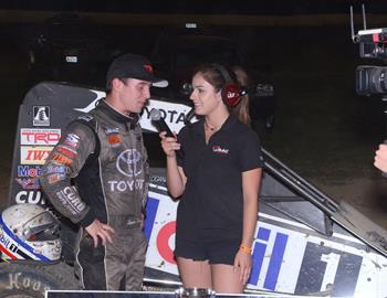Logan Seavey #67 does his victory lane interview