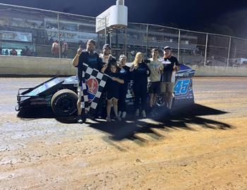 Chase Holland in Victory Lane at Whynot Motorsports Park (Meridian, Mississippi) on June 23, 2023.
