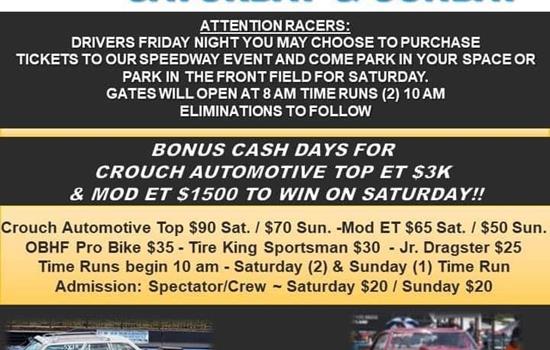 Changes for 8/7/22 races for US 13