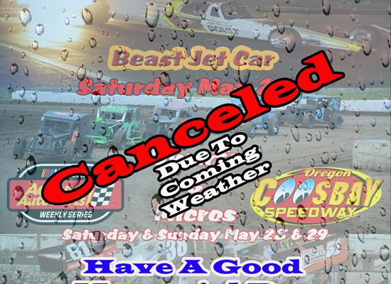 Jet Car, Dwarfs, Micros Canceled Memorial Day Weekend Due To Wet Forecasted Weather