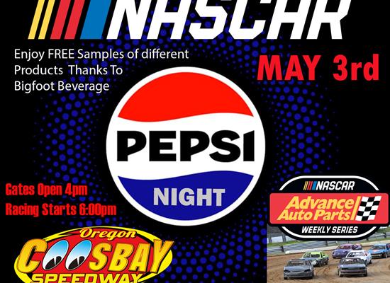Pepsi Night at Coos Bay Speedway – Saturday, May 3rd!