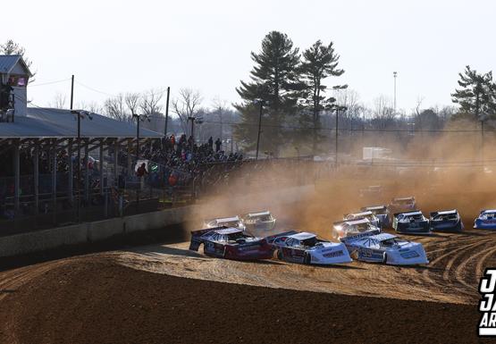Fans pack the Brownstown Speedway for Lucas Oil Late Model Dirt Series action in the Indiana Icebreaker!
