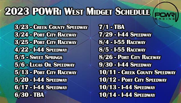 Twenty-Date 2023 Schedule for POWRi West Midget Le...