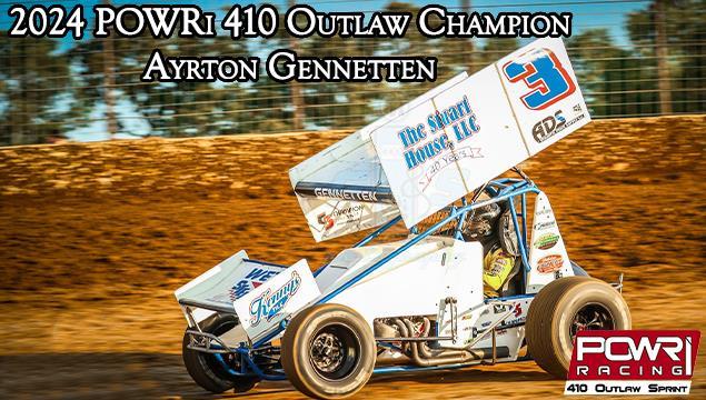 Ayrton Gennetten Repeats as POWRi 410 Outlaw Sprin...