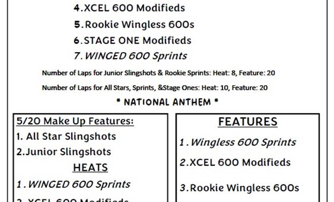5/27/23 Schedule of Events, 600 Winged/Less Specia...