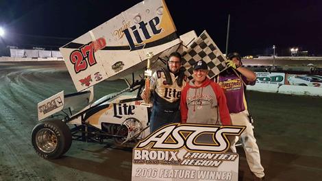 David Hoiness Tops Rained Delayed Brodix ASCS Frontier Outing at Electric City Speedway