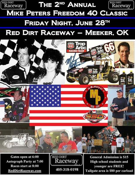 2nd annual Mike Peters Freedom 40 Classic Sprint Series of Oklahoma to run 40-lap feature Friday at Red Dirt Raceway