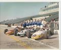 Johnny Rutherford, far right, was the lead driver for the Leader Card Team in 1966, however he broke both arms in a sprint car crash at the Eldora Speedway earlier in the year. Chuck Hulse replaced Rutherford in the #12 Wynns Special. Sadly driver Chuck Rodee #92 died on May 14th while attempting to qualify for the 1966 Indianapolis 500.
