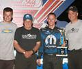 2008 Jerry Coons Jr. with Team Wilke in victory lane at the Prairie. L-R Chris, Ralph, Jerry & Greg.