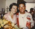 May 30, 1959 Indy 500 Winner Rodger Ward & Wife Jo in the Leader Card Garage after the race.
