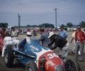 From The Lens Of Bob Wilke.
Sunday June 7,1953. Milwaukee Mile. Driver Andy Linden in the Sid Street Special, Pankratz Offy. Linden started 15th finished 7th and took home $824 big ones!