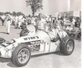 DuQuoin, IL 1966, Driver Chuck Hulse with Leader Card chief A.J. Watson.
