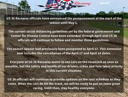 US 36 Raceway Season Opener Postponed Until May 1