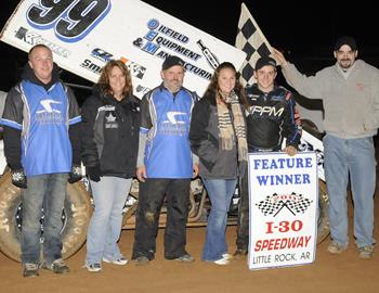 Brady and the #99 team in Victory Lane at Little Rock (Rob Kocak Photo)