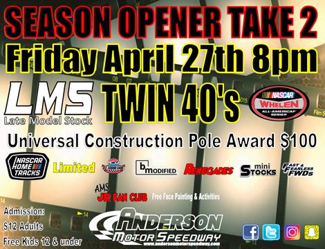 NEXT EVENT:  AMS Season Opener Take 2  April 27th 8pm