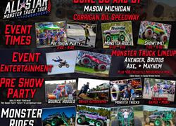 MONSTER TRUCKS ARE COMING TO CORRIGAN OIL SPEEDWAY!