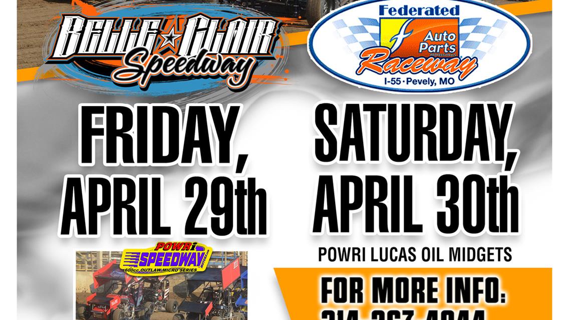 National Midgets and Micros Head to Belle-Clair Friday, Midgets Invade I-55 with World of Outlaws Sprint Cars on Saturday