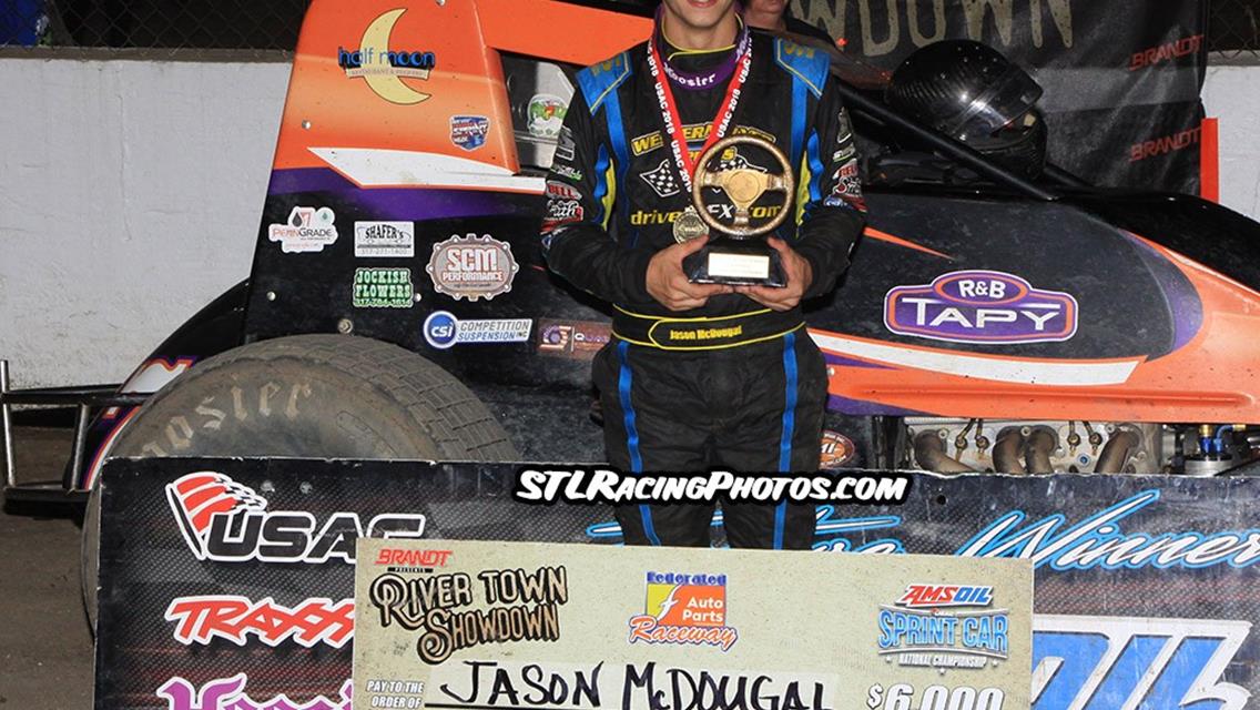 McDOUGAL WINS FIRST WITH LATE RACE PASS OF ROOMIE AT I-55