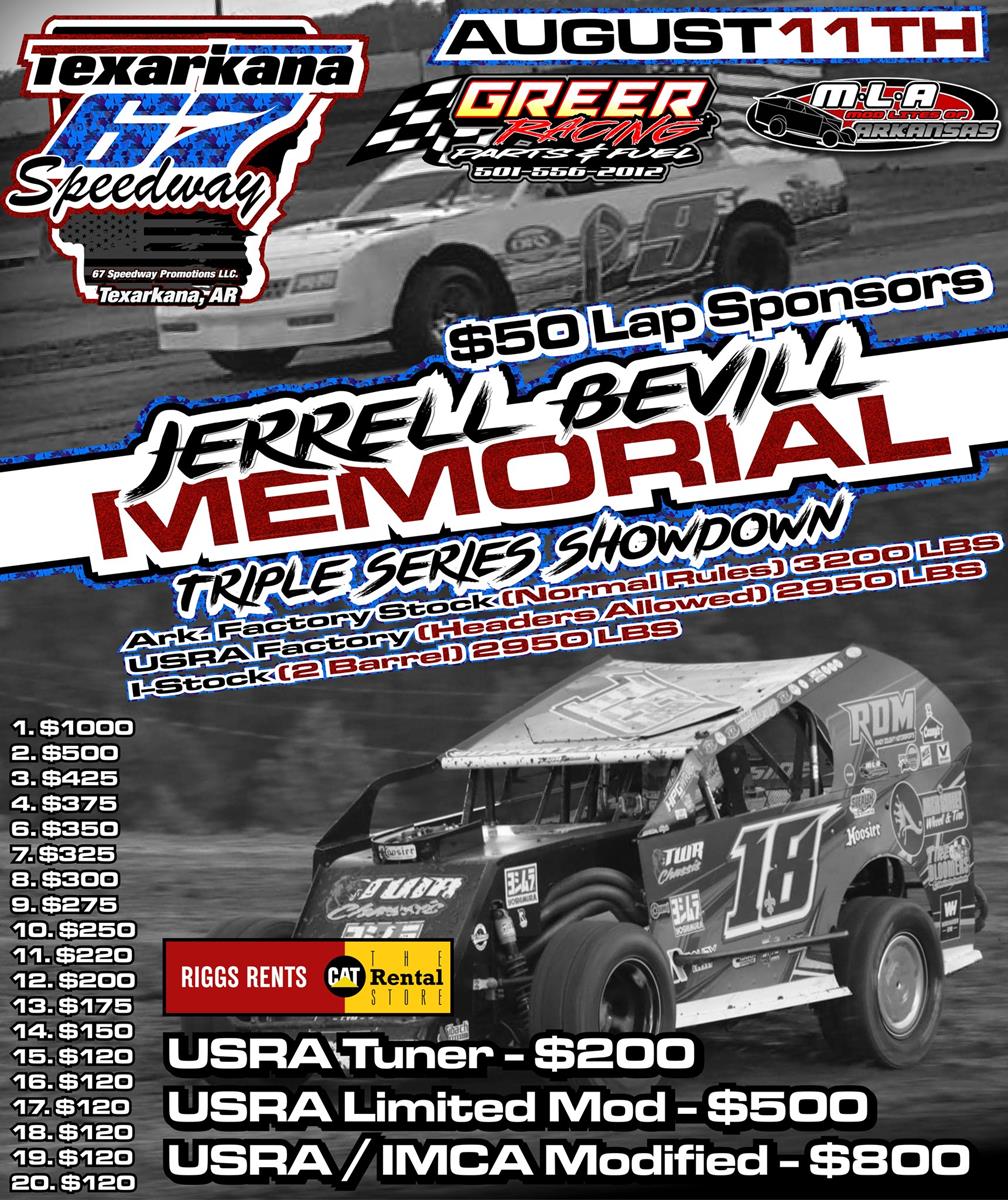 Jerrell Bevill Memorial up next at 67 Speedway of Texarkana