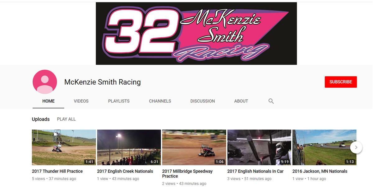 McKenzie Smith Racing YouTube Channel