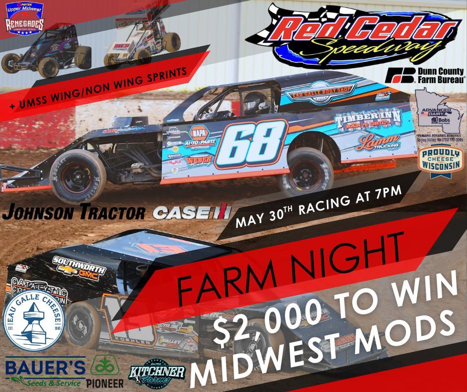 Red Cedar Speedway Gears Up for Huge Farm Night with $2,000 to Win Wissota Midwest Mods