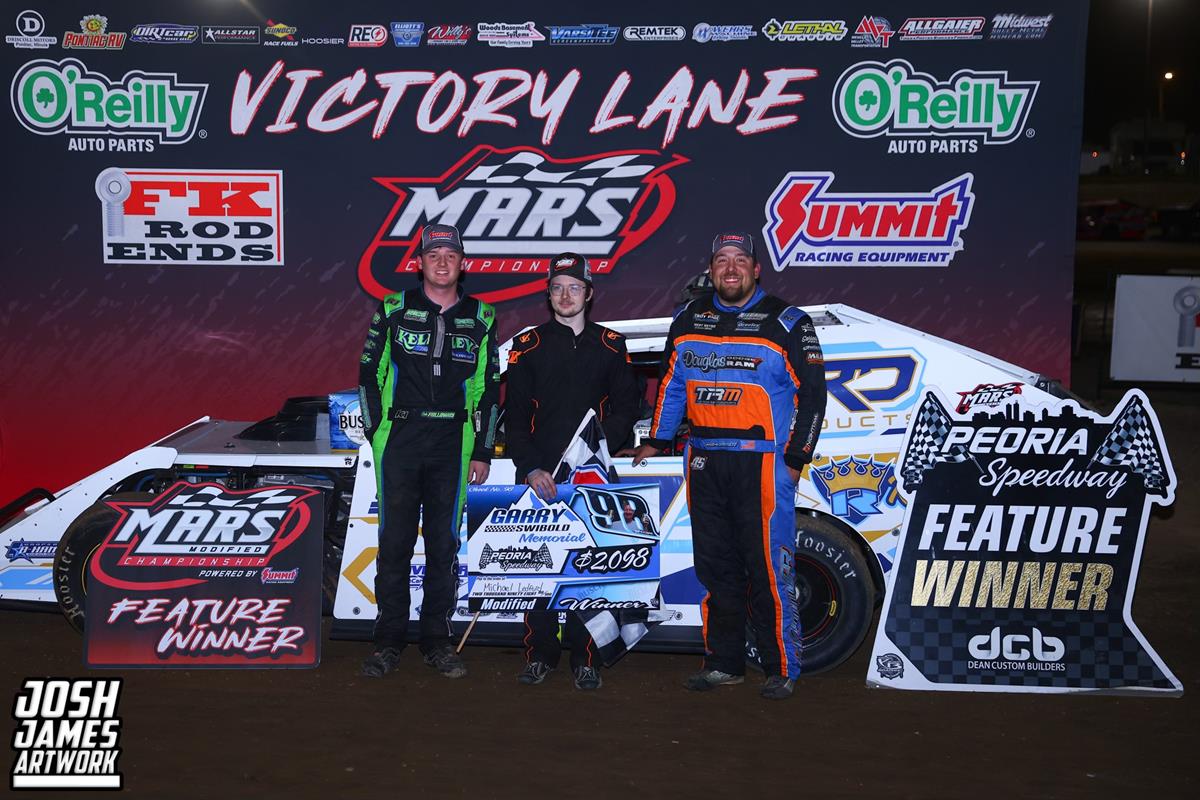Peoria Speedway (Peoria, IL) – MARS Modified Championship Series – Garry Swibold Memorial – April 26th, 2025. (Josh James Artwork)