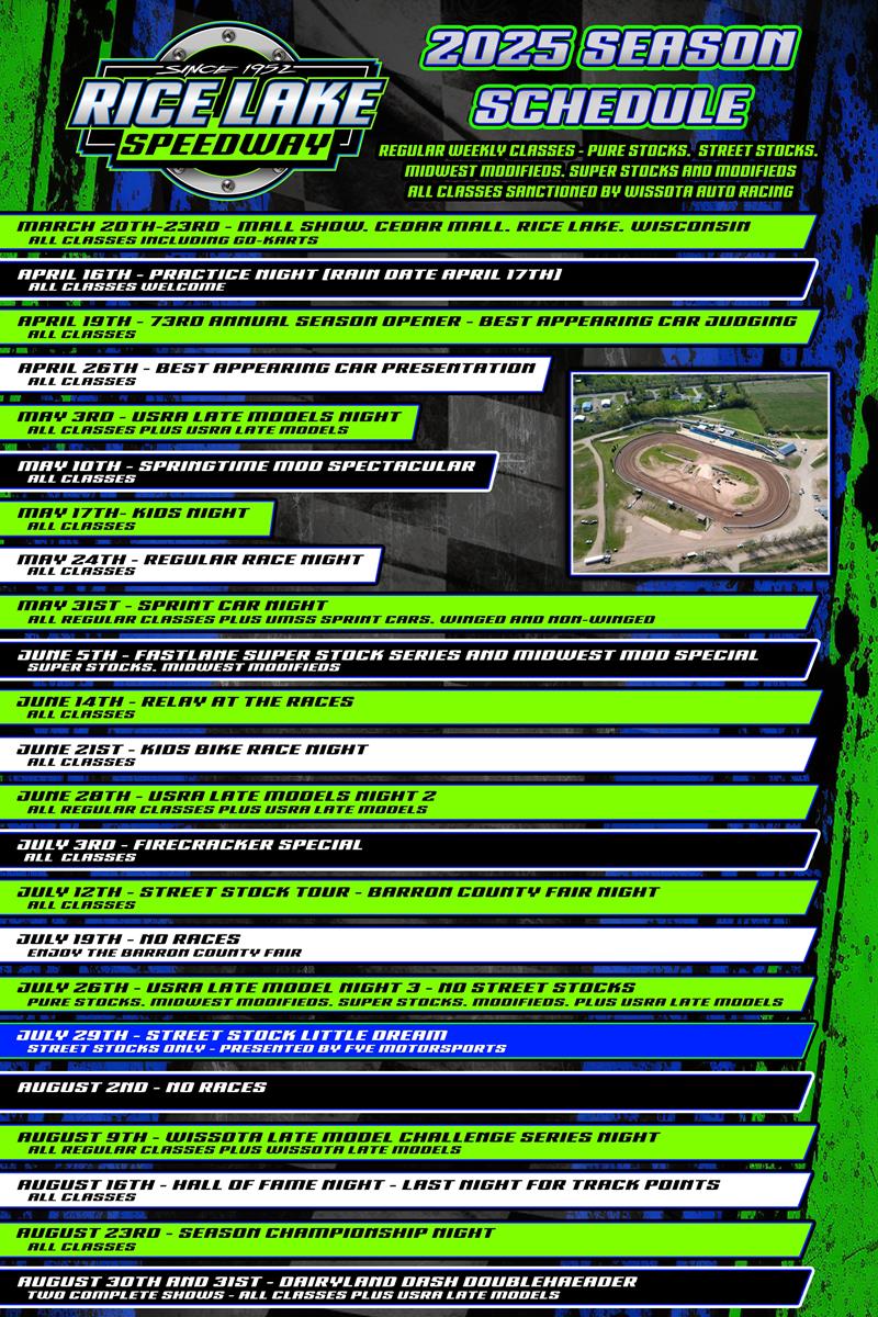 Rice Lake Speedway Announces 2025 Schedule