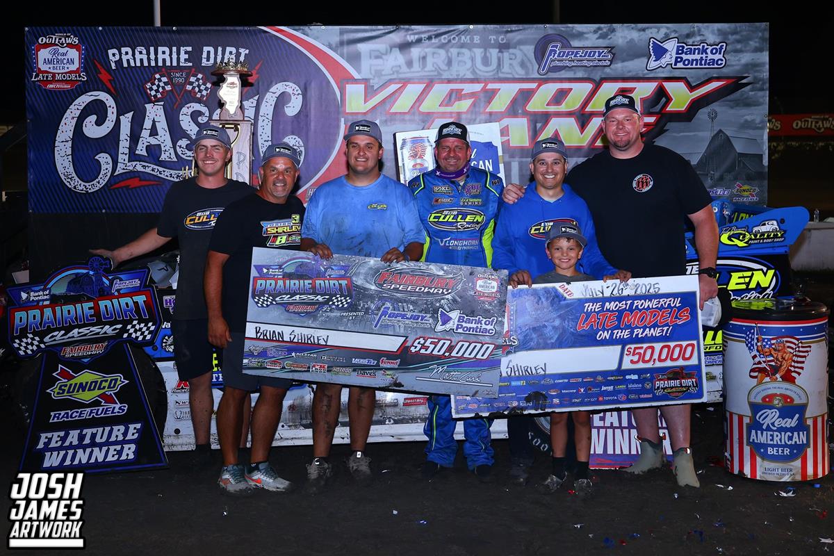 Fairbury Speedway (Fairbury, IL) – World of Outlaws Real American Beer Late Model Series – Prairie Dirt Classic – July 25th-26th, 2025. (Josh James Artwork)