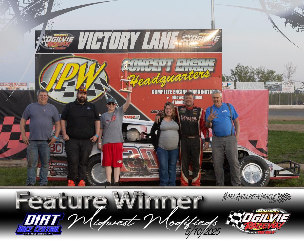 Joey Jensen and Ryan Kostreba each get their 2nd Ogilvie Raceway Feature Wins during Saturday's Mother's Day Big O Race Event.