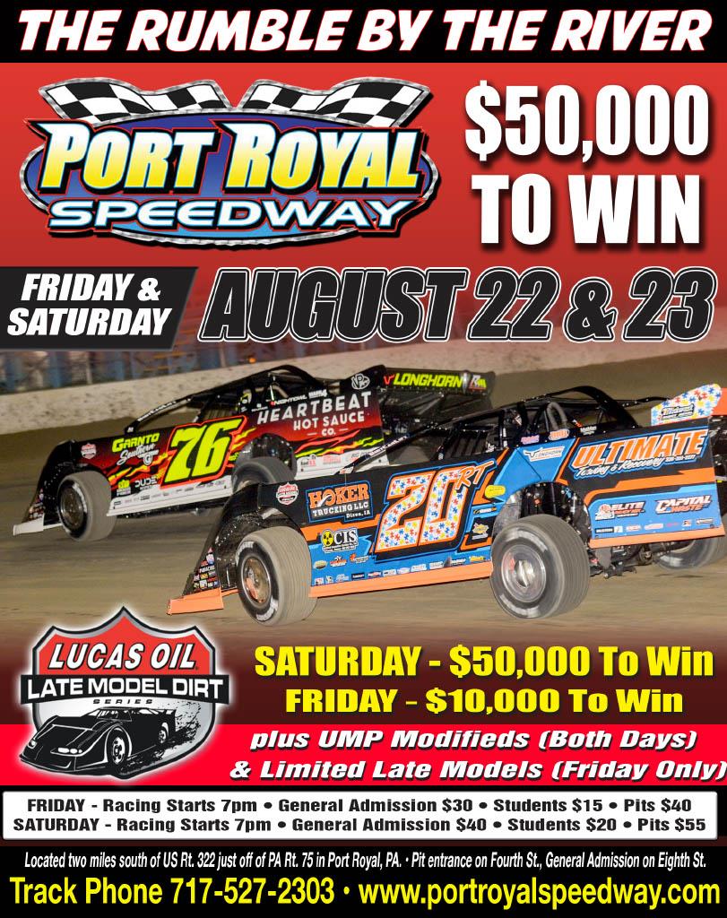 Port Royal Speedway Set for Two-Day “Rumble by the River” With Lucas Oil Late Model Dirt Series
