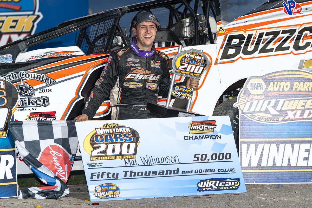 Canadian Sensation Mat Williamson Wins Second Consecutive Billy Whittaker Cars 200 at NAPA Super DIRT Week