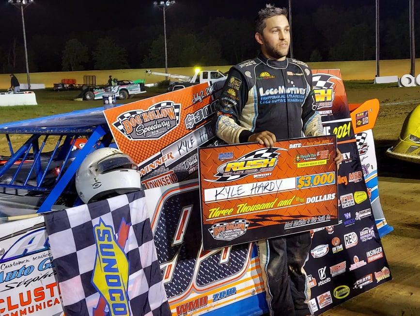 KYLE HARDY PASSES 3-TIME CHAMP JEREMY WONDERLING TO WIN $3000 IN THE FIRST EVER FLYNN’S TIRE/BORN2RUN LUBRICANTS TOUR EVENT AT DOG HOLLOW FOR THE PACE
