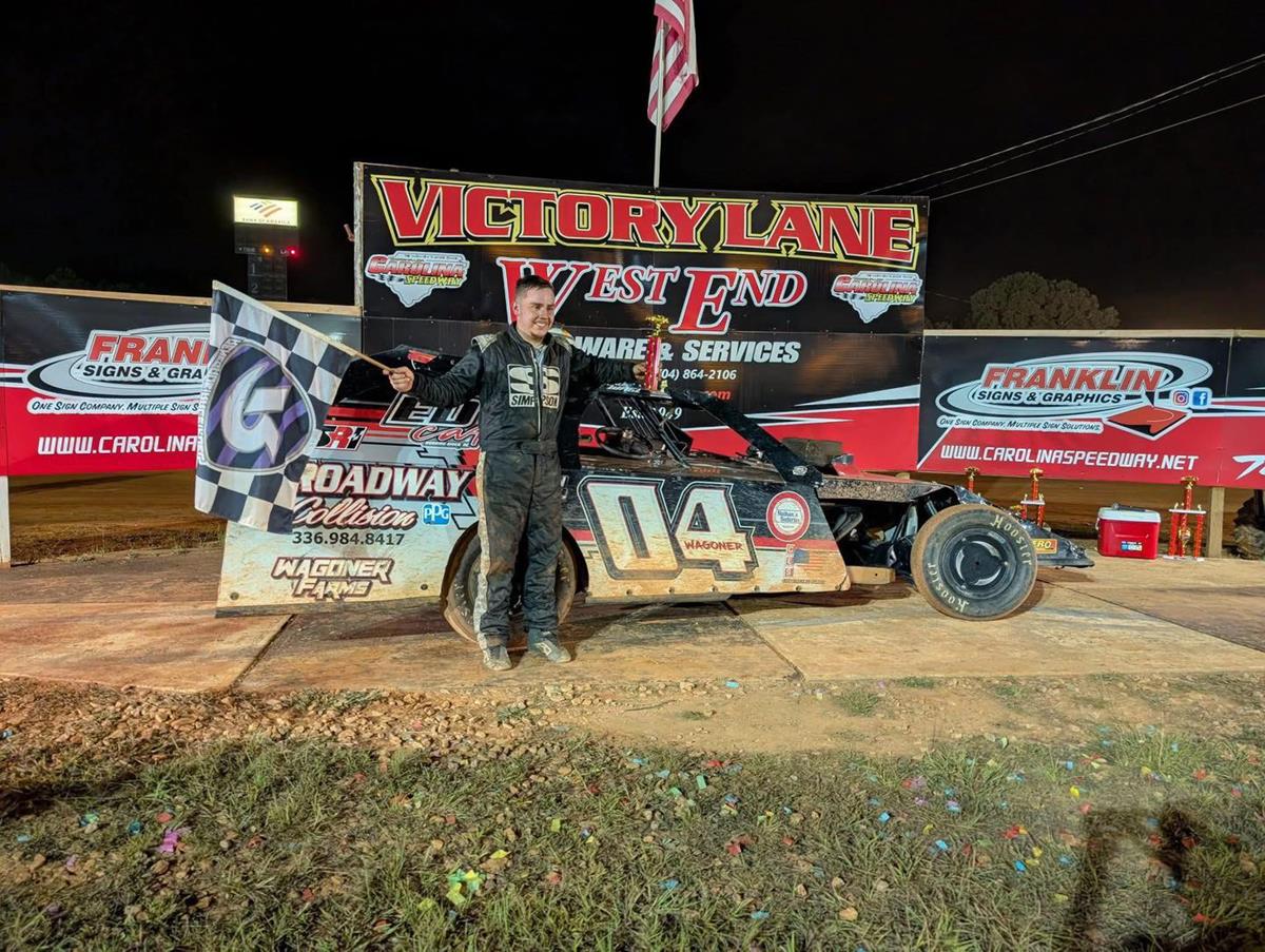 Cole Wagoner claimed a Mid-East Modified Tour (A) victory at Carolina Speedway on Saturday, September 13.