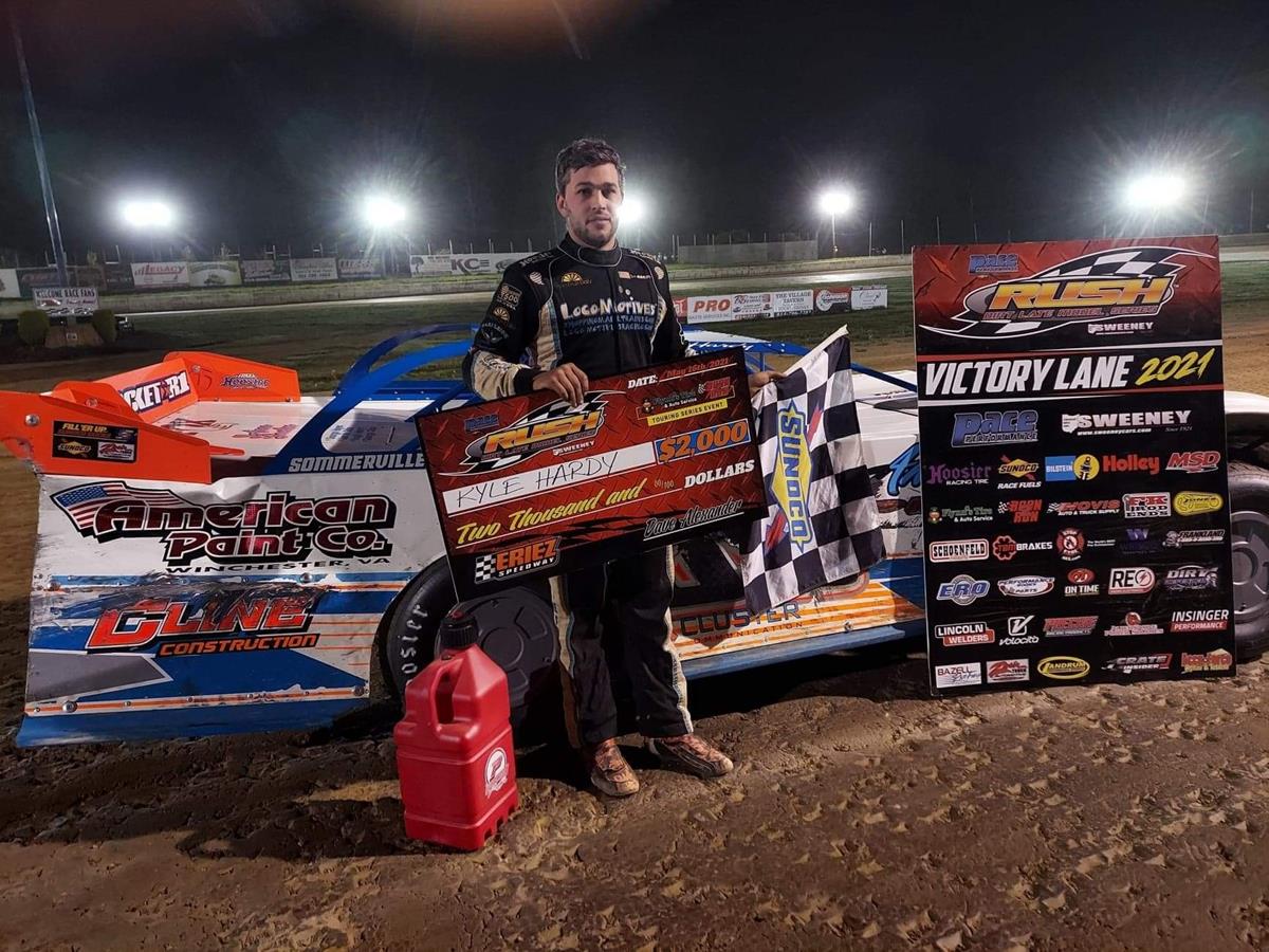 KYLE HARDY RETURNS TO PROMINENCE WINNING PACE RUSH LATE MODELS SUNDAY AT ERIEZ OVER THE 38-CAR FIELD FOR 4TH FLYNN'S TIRE/BORN2RUN LUBRICANTS TOUR VIC