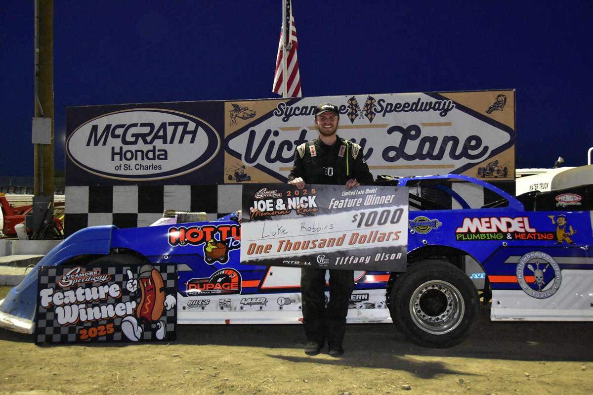 Luke Robbins claimed a $1,000 payday in Saturday's Joe & Nick Memorial at Sycamore Speedway on June 28.