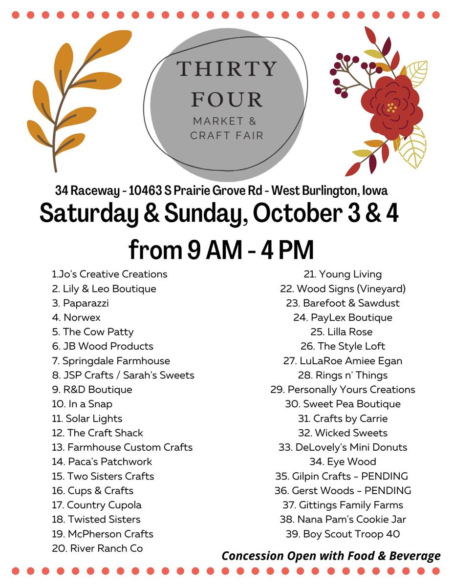 Thirty Four Market and Craft Fair This Weekend