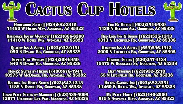Hotel Information for the Second Annual POWRi Quarter Midget Cactus Cup