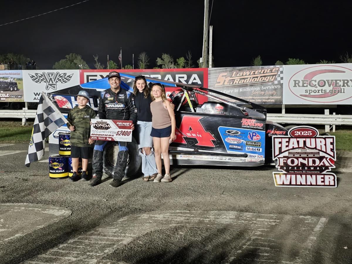 FRIESEN TIES DAVE LAPE ON THE FONDA SPEEDWAY ALL-TIME WIN LIST WITH 0.008 SEC WIN OVER YANKOWSKI