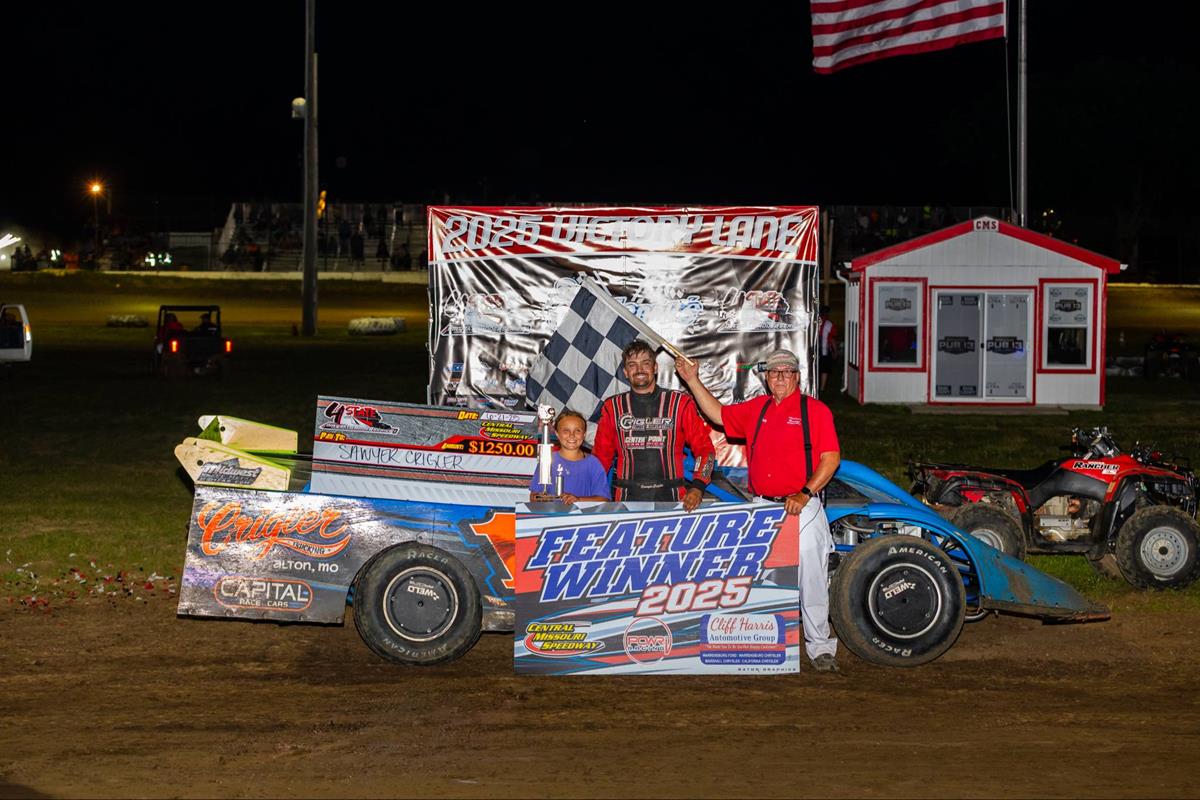 Crigler, Clancy, Poe, Wood, and Galvan claim Central Missouri Speedway Main Events!