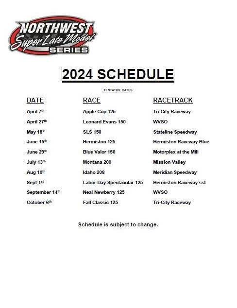 2024 NWSLMS (NW Super Late Model Series) Schedule and Updated Rules