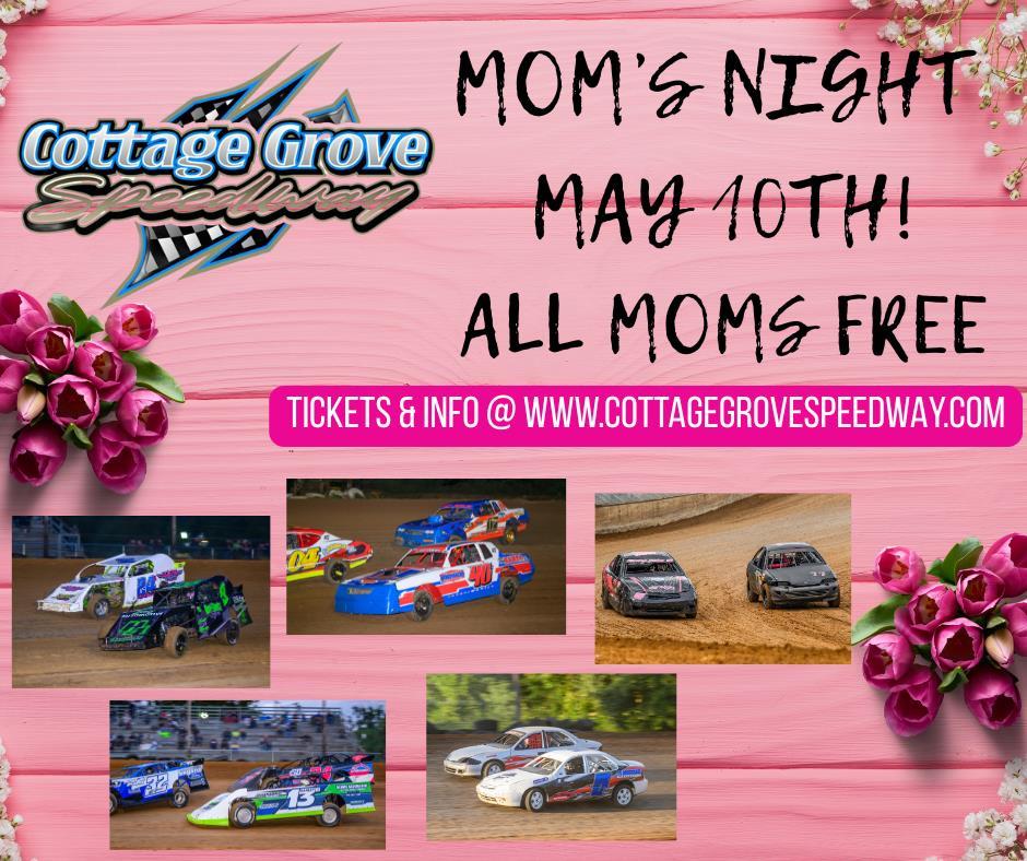 RACING RESUMES SATURDAY, MAY 10TH & MOMS ARE FREE!!