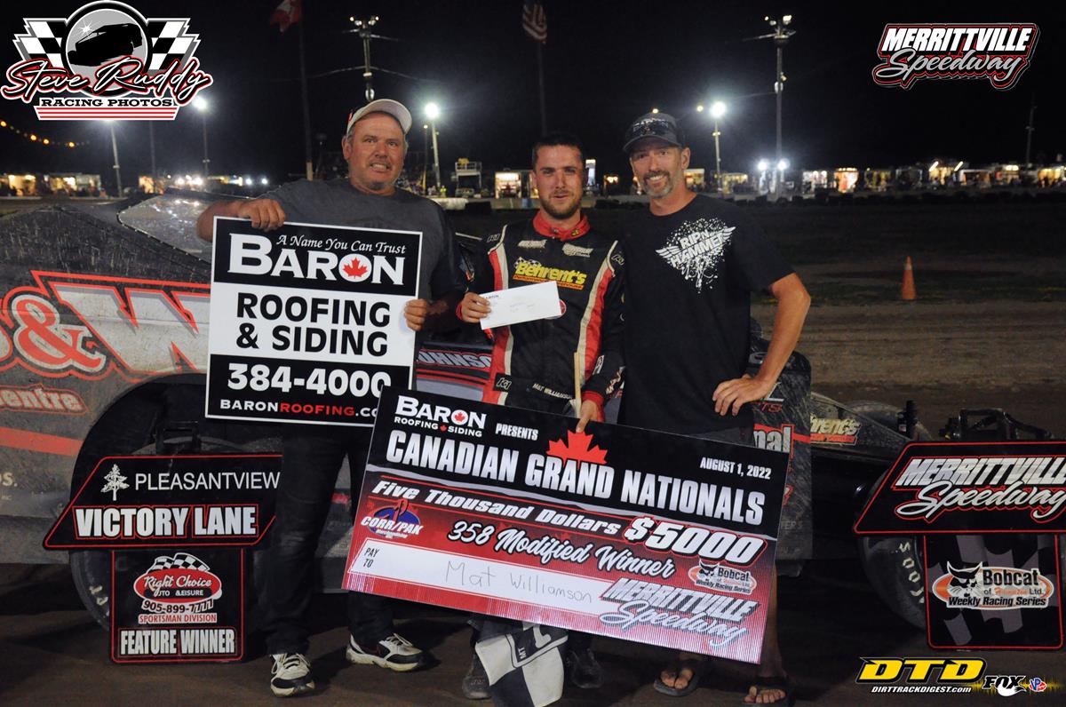 WILLIAMSON WINS, RAIN SHORTENS THE INNAUGURAL CANADIAN GRAND NATIONALS BY ONE FEATURE