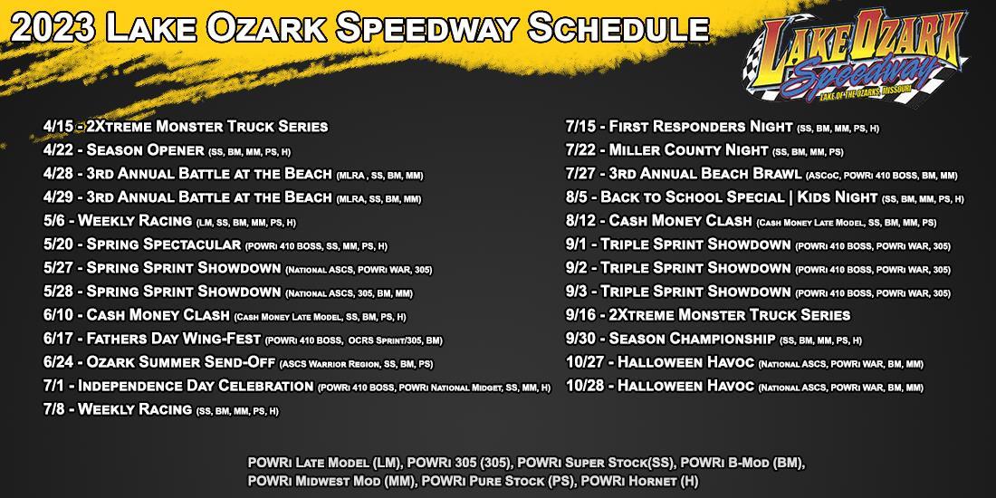 Added Action-Packed Season Schedule for Lake Ozark Speedway in 2023