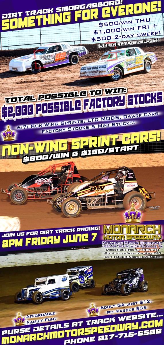 A BIG NIGHT of FAMILY FUN is set THIS FRIDAY 8pm at MONARCH MOTOR SPEEDWAY!