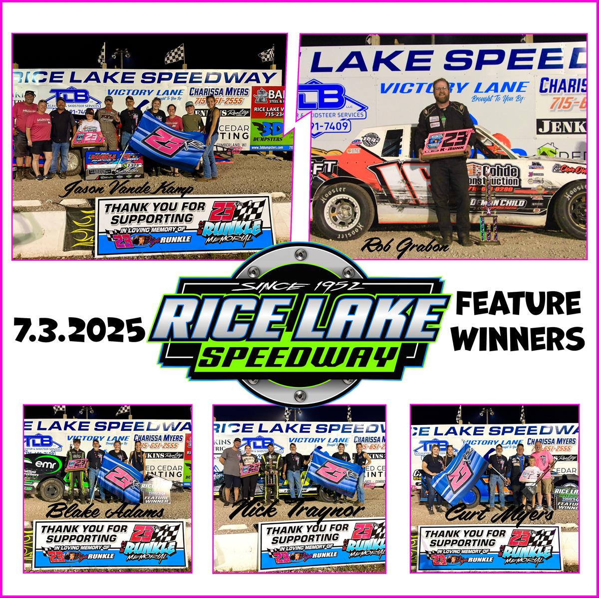 VandeKamp Tops K-Runk Memorial at Rice Lake Speedway
