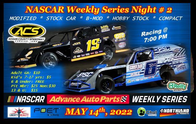 NASCAR Weekly Series Night # 2 On Tap May 14th