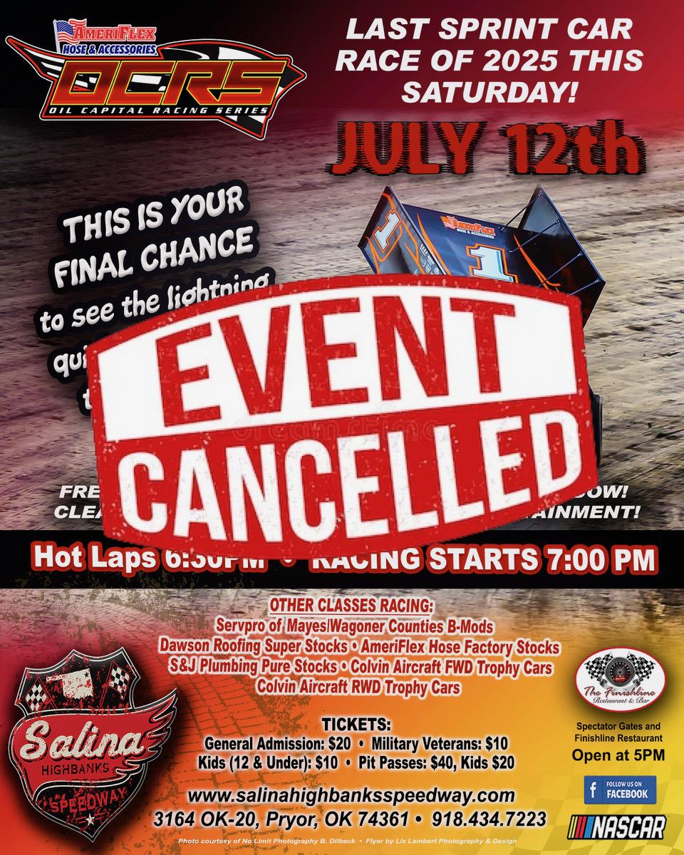 July 12, 2025 Races have been Cancelled due to the weather
