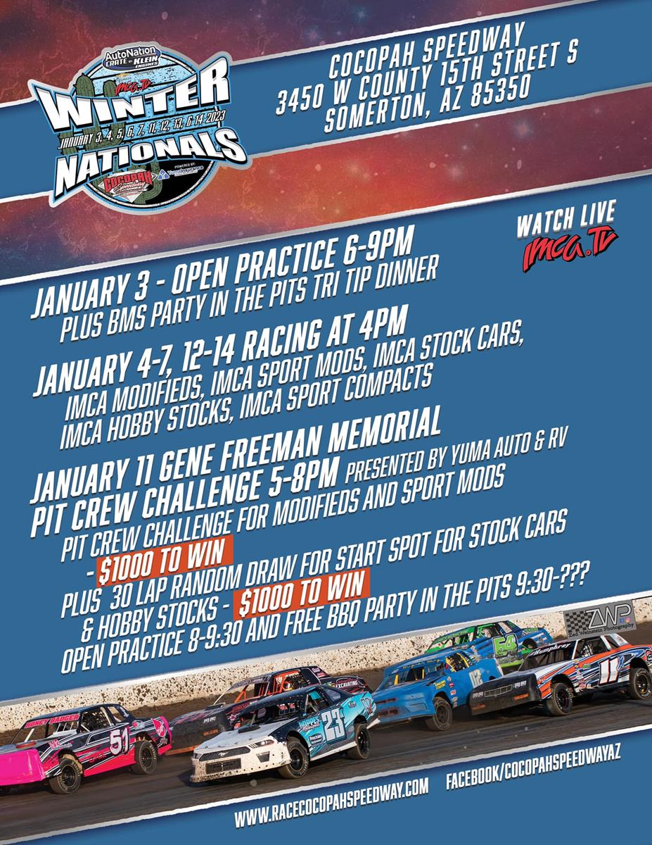 2023 IMCA.TV Winter Nationals presented by Yuma Insurance format and